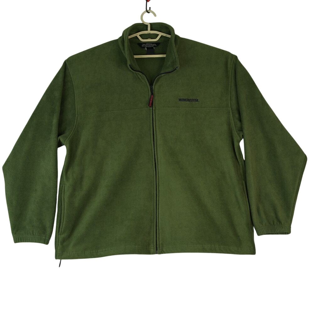 Winchester‎ Sweater Jacket Mens XL? Missing Size Tag Green Fleece Full Zip